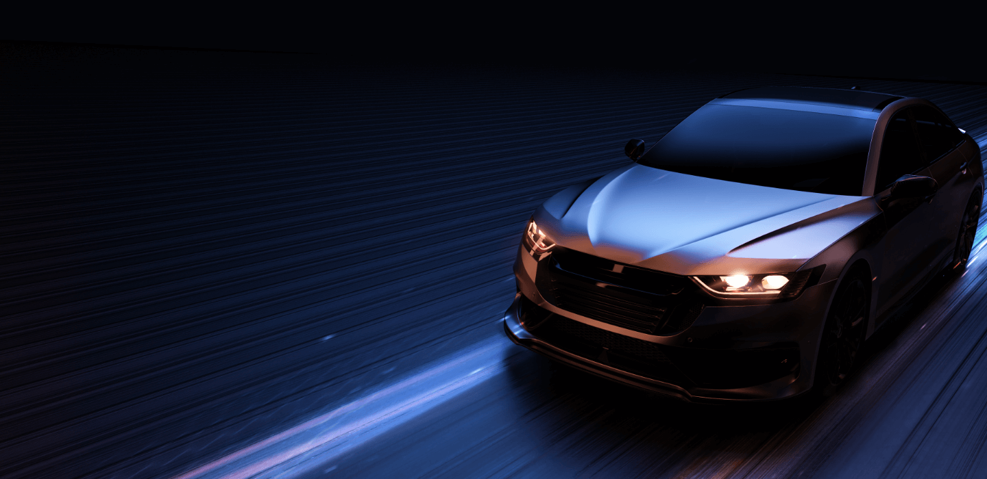 black car going fast